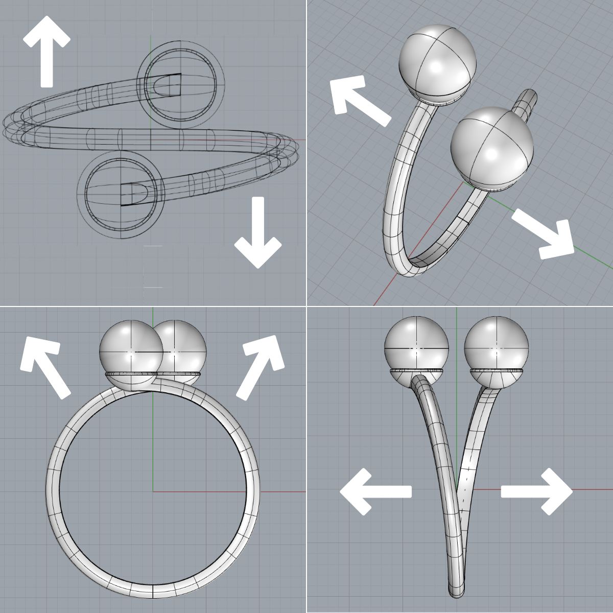 FIREFLY GLASS INFINITY HELIX RINGS
